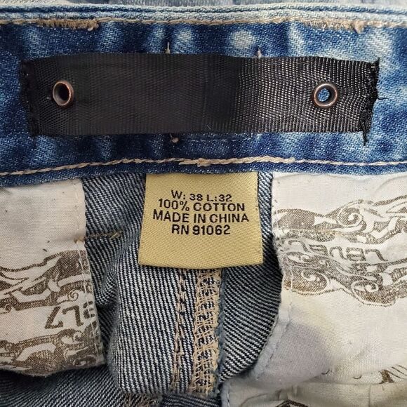 PREOWNED SZ 38X32 MENS LEVEL 7 DENIM DISTRESSED ACID WASH JEANS - Picture 14 of 16